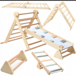 Medinė namų žaidimų aik&scaron;telė 3in1 laipiojimo kopėčios Montessori