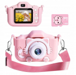 Vaiki&scaron;kas skaitmeninis fotoporatas + 4GB kortelė - Rožinis