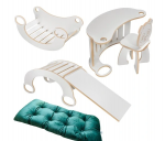 Montessori supamoji kėdė (kopėtėlės/čiuožykla/stalas), 5in1, su pagalvėle