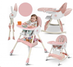 6in1 sulankstoma maitinimo kėdutė su supimo funkcija - Rožinė