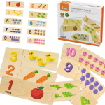 VIGA medinis dėlionių rinkinys &bdquo;Suderink skaičius&ldquo; &ndash; Montessori dėlionė