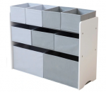 Didelė baltai-pilka žaislų lentyna