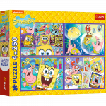 Trefl &bdquo;SpongeBob pa&scaron;ėlęs pasaulis&ldquo; &ndash; 4&times;250 det. dėlionės