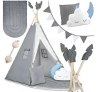 Tipi pilka palapinė su dideliu kilimėliu