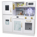 MEDINĖ VIRTUVĖ VAIKAMS VIRYKLĖ PRIEDAI STALAI PUODAI LED &Scaron;VIESA
