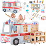 VIGA Didelis medinis greitosios pagalbos rinkinys &ndash; greitoji pagalba mažiesiems gelbėtojams, 25 vnt. priedai