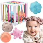 WOOPIE KŪDIKIO Lankstus sensorinis kubelių rū&scaron;iuoklis vaikams su keistomis formomis, 5 vnt.