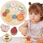 VIGA PolarB mediniai spalvingi Montessori pavarų ratai