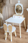 Princesės grožio staliukas su veidrodiniu karūna - Balta