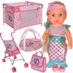 WOOPIE ROYAL 36 cm kūdikio lėlė &bdquo;Undinėlė&ldquo; &mdash; interaktyvus XXL priežiūros rinkinys (18 viename)