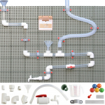 MASTERKIDZ STEM Board Pipe System 84 Elementu rutulinis vandens takelis