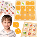 Viga &bdquo;Memory &ndash; Atspėk paveikslėlius&ldquo; atminties žaidimas &ndash; 10 Montessori kortelių.