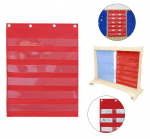 MASTERKIDZ Audinio pakabinimo paklodė su ki&scaron;enėmis kortelėms ir paveikslėliams, raudona