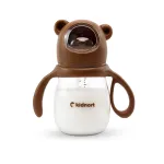 Kidnort Jordbaer Teddy Brown Maitinimo buteliukas su rankenėlėmis 240 ml