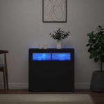 &Scaron;oninė spintelė su LED ap&scaron;vietimu, juodos spalvos, 80x35x75cm vidaXL