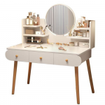 Cosmetic Dressing Table With Mirror Three Drawers White 100x40x120cm