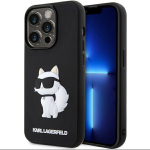 Karl Lagerfeld KLHCP14L3DRKHNK iPhone 14 Pro 6.1" juodas/juodas kietasis gaubtas Rubber Choupette 3D