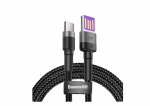 Baseus Cafule USB-C Laidas Huawei SuperCharge, QC 3.0, 5A 1m (Juodas+Pilkas)