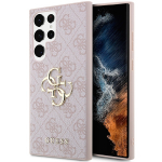 Guess GUHCS23L4GMGPI S23 Ultra S918 rožinė/rožinė kietasis dėklas 4G Didelis Metalinis Logotipas