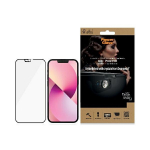 PanzerGlass E2E mikroįtrūkimų antibakterinis stiklas su kamera dengiančiu Swarovsky kristalu iPhone 13 mini - juodu rėmeliu