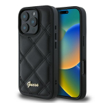 Guess Siuvinėta Metallinė Logo Dėklas iPhone 16 Pro Max - Juodas