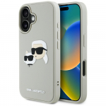 Karl Lagerfeld HC 3D Gumos Dviejų Galvų iPhone 16 Dėklas - Smėlinis