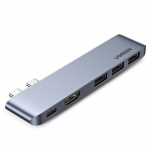 HUB Ugreen 60559 2x USB-C / USB-C PD (Thunderbolt 3, 100W, 4K 60 Hz, 10 Gbps) / HDMI 4K 30 Hz / 3x USB 3.0 MacBook Pro / Air - Pilka