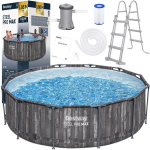 Bestway Baseinas 366x100cm Rėmas Mediena 7in1 Siurblys Kopėčios 5614X