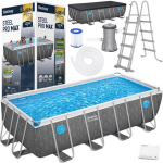 Bestway Splashview rėminis baseinas 488mx244cm pilkas ratanas 10in1 561MB