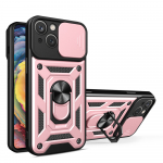 Hibridinė apsaugos Camshield dėklas su stoveliu ir kameros dangteliu iPhone 15 Plus - Rožinė