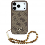 Guess 4G Dirželis su Triangulo Logotipu MagSafe dėklas iPhone 17 Pro - rudas