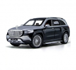 Inercinis metalinis automobilis Mercedes-Benz Maybach GLS 600, 1:24, su &scaron;viesa ir garsu, veikiantis su baterijomis, Juodas/Pilkas