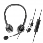 Ausinės su mikrofonu Axtel FLOW UC stereo USB-A/C juodos