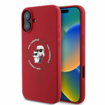 Karl Lagerfeld silikoninis dėklas telefonui Karl&Choupette Heads Ring Magnetinis iPhone 16 - raudonas