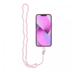 CRYSTAL DIAMOND telefono dirželis, telefono pakabukas / virvelės ilgis 74 cm (37 cm kilpoje) / ant kaklo &ndash; &scaron;viesiai rožinis