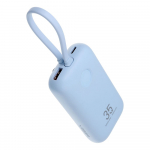 I&scaron;orinė baterija VEGER 10000 mAh su įmontuotais kabeliais Type C / Lightning PD QC3.0 35W K1 (W1188) mėlyna