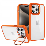 Tel Protect Dėklas telefonui su stovu + kameros stiklas Iphone 15 Pro oranžinė