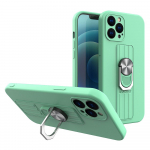 Ring Case silikoninis dėklas telefonui su pir&scaron;to laikikliu ir stovu Samsung Galaxy S21+ 5G (S21 Plus 5G) mėtų spalvos