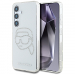 Karl Lagerfeld dėklas telefonui su kalnų kri&scaron;tolais Karl Head logotipu Samsung Galaxy S25 skaidrus