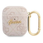 Guess 4G Script Metal Collection dėklas AirPods 1 / 2 - Rožinis