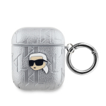 Karl Lagerfeld PU Embossed Karl Head Dėklas AirPods 1/2 sidabrinis