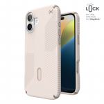 Speck Presidio2 Grip ClickLock & MagSafe dėklas, skirtas iPhone 16 Plus, &bdquo;Bleached Bone / Heirloom Gold / Hazel Brown&ldquo; spalvos