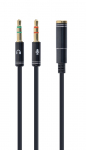 Gembird !Adapter audio stereo 3.5mm mini Jack/4PIN/ garso kabelis 0,2 m 2 x 3.5mm Juoda
