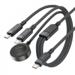 "Acefast C6-11" USB-C 3in1 kabelis - 2x USB-C / Qi 480Mb/s 100W 1,2 m - juodas