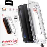 Tel Protect Dust-Free Easy Fit Privacy Full Glue 6D grūdintas stiklas skirtas Iphone 15 Pro Max juodas - 2 vnt.