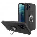 Ring Case silikoninis dėklas telefonui su pir&scaron;to laikikliu ir stovu Samsung Galaxy S21 Ultra 5G juodas