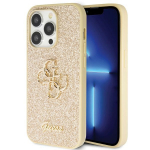 Guess GUHCP14LHG4SGD dėklas telefonui iPhone 14 Pro &ndash; auksinis Blizgus Script Big 4G