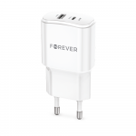 "Forever TC-01-20AC PD QC įkroviklis 1x USB-C 1x USB 20W baltas