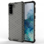 Korinio dizaino dėklas &scaron;arvuotas dangtis su geliniu rėmeliu Samsung Galaxy S22 + (S22 Plus) juodas