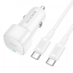 Borofone Car charger BZ34A Cloud - Type C - PD 20W with Type C to Type C white